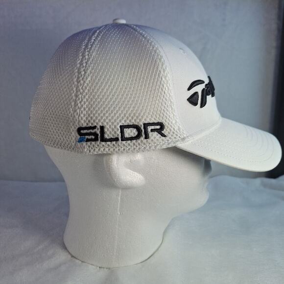 Taylormade White Black Flexfit Baseball Cap Hat Size S/M SLDR Tour Preferred - Picture 5 of 8